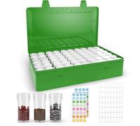 Seed Organizer Storage Box, Black Opaque Light Proof Seed Bank with 60 Transparent Bottles & Labels, Seed Holder Packet Organizer, Seed Vault Container for Homesteaders, Garden Tackle and Bead Sorter