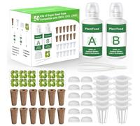 Seed Pods Kit Hydroponics Supplies with 12 Grow Sponges, 12 Grow Baskets, 12 Grow Domes, A&B Solid Nutrient Plant Food, 12 Labels and 1 Tweezer，Compatible with Idoo,QYO, LYKO