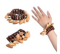 Seed Sound Bracelets and Anklets, Sound Healing Instruments, Ideal for African Drum Accompaniment, with Nut - Based Wrist Bells,Natural Percussion Instrument Accessories (White-Brown)