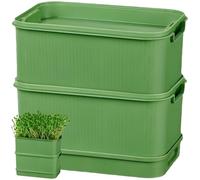 Seed Sprouter Kit, 2 Tier Seed Sprouting Tray, Hydroponic Propagator Mini Plant Grow Trays, Soil Free Germination Tray for Growing Bean Sprouts, Wheat Grass