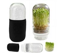Seed Sprouting Jar Kit, 1PCS Sprouts Growing Kit with Screen Sprout Lid, Blackout Sleeves, Drain Cover, Effortlessly Grow Organic Sprouts/Wheatgrass