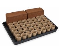 Seed Starting Kit - XL Propagation Tray, 40 Biodegradable Jiffy Pots & 2 x 10 Litre Coco Coir Soil Bricks - Complete Indoor Seed Starter Set for Growing Veg, Herbs & Flowers - Peat Free Gardening Kit