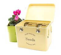 Seed Storage Tin With Free Dividers & Seed Envelopes Cream Colour