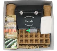 Seed Tin Box Gift Set Hamper for Gardeners Growers and New Starters Choice of 3 Colours (Midnight Black)