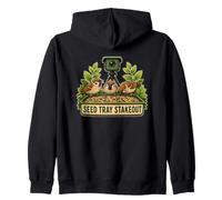 SEED TRAY STAKEOUT Sparrow Watching Feeder Camera Zip Hoodie