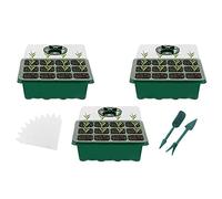 Seed Trays, 3 Pack 36 Cells Propagator Growing Thicken Seedling Starter Growing Trays with Lids, Germination Tray Kit Plastic for Greenhouse,Garden Green