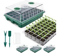 Seed Trays XL, 3 Pack 120 Cells Seed Tray Kit, Plant Germination Tray with Humidity Adjustable Lid Base, Thicken Reusable Nursery Tray Flower Propagator for Mini Greenhouse, Indoor Windowsill, Garden