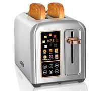 SEEDEEM 2-Slice Stainless Steel Toaster with Touch LCD Display, 6 Bread Types, 7 Shade Settings, 1.5" Wide Slots, 3 Time Functions