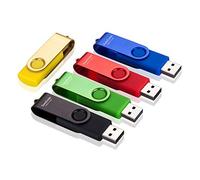 SeeDete 32GB USB Flash Drives, USB Stick, Thumb Drive Rotated Design, Memory Stick with LED Light for External Storage and Backup Data, Jump Drive, 5 Pack 32GB (5 Colors: Gold Black Green Red Blue)