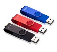 SeeDete 64GB USB Flash Drives, USB Stick, Thumb Drive Rotated Design, Memory Stick with LED Light for External Storage and Backup Data, Jump Drive, 3 Pack 64GB (3 Colors: Black Red Blue)