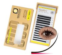 SEEDEW Bottom Eyelash Extensions, MIX5-7mm J Curl 0.10mm 12 Rows/Tray, Classic Individual Single Natural Soft Lightweight Lashes Grafting Supplies for Lash Artists Salons (Brown-0.1-J-MIX5-7mm)