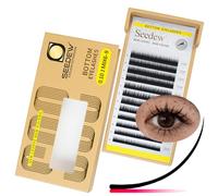 SEEDEW Bottom Lash Extensions, 0.10mm J Curl MIX6-9mm 12 Rows/Tray, Classic Individual Single Natural Soft Lightweight Eyelashes Grafting for Lash Artists, Beauty Salon(Matte Black-0.1-J-MIX6-9mm)
