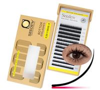SEEDEW Bottom Lash Extensions, 0.20mm J Curl MIX6-9mm 12 Rows/Tray, Classic Individual Single Natural Soft Lightweight Eyelashes Grafting for Lash Artists, Beauty Salon(Matte Black-0.20-J-MIX6-9mm)