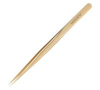 SEEDEW Eyelash Extension Tweezer - Stainless Steel Straight Pointy Isolation Professional Precision Tool for False Lash Application - Lash Tech and Artist Supplies (Golden)