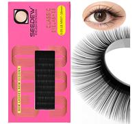 SEEDEW LB Curl Lash Extensions, 0.05mm LB MIX7-16mm 16 Rows/Tray, Classic Individual Single Natural Soft Lightweight Eyelashes Grafting for Lash Artists, Beauty Salon(Matte Black-0.05-LB-MIX7-16mm)
