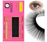 SEEDEW LD Curl Lash Extensions, 0.07mm LD MIX7-15mm 16 Rows/Tray, Classic Individual Single Natural Soft Lightweight Eyelashes Grafting for Lash Artists, Beauty Salon(Matte Black-0.07-LD-MIX7-15mm)