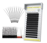 SEEDEW Single Tip Narrow 3D W Lash Extensions, 0.07mm C Curl MIX8-15mm 12 Rows/Tray, PBT Soft Natural False Eyelashes Grafting for Beginner/Tech Artist, Beauty Salon(Black-0.07-C-MIX8-15mm)