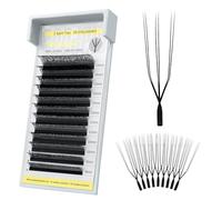SEEDEW U Shape 3DD Lash Extensions, U3DD 0.07mm C Curl MIX8-15mm 12 Rows/Tray Double Tips, Natural Soft Lightweight Eyelashes Grafting for Lash Artists, Beauty Salon(Matte Black-0.07-C-MIX8-15mm) U3DD
