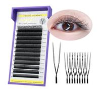 SEEDEW U Shape YY Lash Extensions, UYY 0.07mm C Curl MIX8-15mm 12 Rows/Tray, Natural Soft Lightweight Eyelashes Grafting for Lash Artists, Beauty Salon (Matte Black-0.07-C-MIX8-15mm) UYY