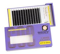 SEEDEW YY Lash Extensions, Triple Y 0.07mm D Curl 10mm 12 Rows/Tray, Y Shape 3 Split Tips, Korean PBT Natural Eyelashes Grafting for Beginner Artist, Lash Tech, Beauty Salon(Matte Black-0.07-D-10mm)