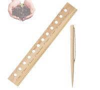 Seeding Spacing Ruler, Seeding Spacing Ruler with Holes and Plant Dibber, Plant Spacer Folding Rulers, Spacer Tool Seeder Planting Rulers, Seed Planter Wood Tool (1set)