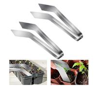 Seedling Transplant Tongs, 2Pcs Stainless Steel Seedling Starters Remove Tongs, Silver Seedling Remove Transplant Pliers for Reducing Root Damage