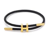 SEEDRILL Bracelets for Women Men Adjustable Charm Bracelet Titanium Steel Wire Rope Bracelets 18k Gold-Plated H-Shape Buckle Design Women's Gift Jewelry, One Size, Titanium Steel, no gemstone
