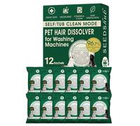 Seedshub Pet Hair Dissolver for Washing Machine, 96.7% Dissolution Rate, Pet Hair Remover for Laundry, Dog Hair Remover for Laundry, 12 Sachets, Use Self/Tub Clean Mode