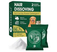Seedshub Pet Hair Remover for Laundry, 90% Fur Removal, 6-in-1 Hair Dissolving Laundry Powder, Dog Hair Removal, Odor & Stain Remover, 2 Sachets