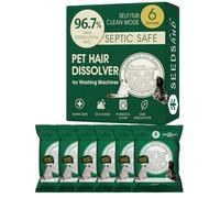 Seedshub Pet Hair Remover for Laundry, Pet Hair Dissolver for Washing Machine, 96.7% Dissolution Rate, Dog Hair Remover, Cat Hair Remover, 6 Sachets (1 Box), Up to 6 Washes, Use Self/Tub Clean Mode