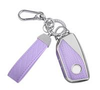 Seedwee for BMW Key Fob Cover, Soft TPU Keys Protector Bling Key Fob Keychain for BMW 2023 2024 7 Series 740 760i I5 I7 IX X1 X5 X6 X7 XM, Silver Purple