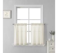 SeeGlee 30 Inch Length Half Curtain Panels for Cafe Small Window,Provide Privacy Light Filtering Semi Sheer Linen Curtain Drapes for Bathroom,W26 x L30,2 Panels,Cream Ivory
