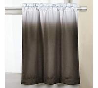 SeeGlee Ombre Blackout Short Curtain - 30 Inches Long for Small Windows - Water Repellent, Tier Rod Pocket, Half Curtain (30 W x 30 Length, Coffee, 1 Panel)