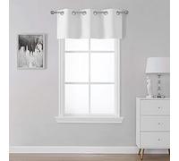 SeeGlee Pure White Kitchen Small Window Curtain Valance - Room Darkening Thermal Insulated Eyelet Top Curtain Panel - 1 Piece Valance(36 W by 16 Long)