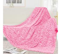 SEEGU Cheetah Fleece Blanket Throw Blanket Cozy Warm Plush Leopard Blanket Pink Lightweight Blankets for Couch, Sofa, Bed, Camping, Travel 60x80 inch, (BP-16)
