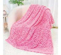 SEEGU Cheetah Fleece Blanket Throw Blanket Cozy Warm Plush Leopard Blanket Pink Lightweight Blankets for Couch, Sofa, Bed, Camping, Travel 50x60 inch (BP-15)