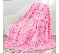 SEEGU Cheetah Fleece Blanket Throw Blanket Cozy Warm Plush Leopard Blanket Pink Lightweight Blankets for Couch, Sofa, Bed, Camping, Travel 50x60 inch (BP-15)