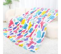 SEEGU Rainbow Fleece Blanket Double Size Lightweight Fluffy Cosy Decorative Blankets for Bed Couch Country House Bedroom Living Room 152.4 x 203.2 cm, Colourful