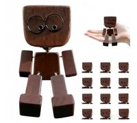 SeeHoo Car Accessories, Magnetic Bobble Figure, Handmade Wooden Dashboard Toy with 12 Funny Faces, Swaying Car Ornament for Friends and Family, Shaking Wooden Man Figurine 1PCS