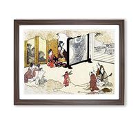 Seeing A Performance By Kitagawa Utamaro Asian Japanese Framed Print | A2 Walnut Framed Wall Art | Ready to Hang | Asian Nature Picture | Living Room Bedroom Lounge Office