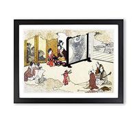 Seeing A Performance By Kitagawa Utamaro Asian Japanese Framed Print | A3 Black Framed Wall Art | Ready to Hang | Asian Nature Picture | Living Room Bedroom Lounge Office
