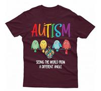 Seeing The World Autism Awareness Day Promoting Love and Acceptance T-Shirt #AD 12-14 Years Maroon