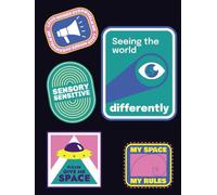 Seeing the World Differently Sticker Style Black Notebook for Neurodivergent and Neurospicy Peeps: 8.5 x 11in, College Ruled, Lined, 110 pages.