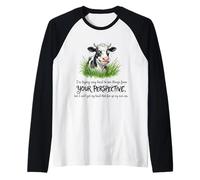 Seeing Things from Your View is Quite A Stretch Funny Cow Raglan Baseball Tee