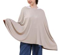 Seejoy Multi-use Nursing Cover for Breastfeeding, 360°Full Coverage Nursing Poncho, Rayon Soft & Breathable Breastfeeding Cover up (Striped Textured Rayon, Natural Sand)
