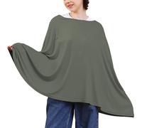 Seejoy Multi-use Nursing Cover for Breastfeeding, 360°Full Coverage Nursing Poncho, Rayon Soft & Breathable Breastfeeding Cover up (Striped Textured Rayon, Olive Green)
