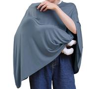 Seejoy Nursing Cover for Breastfeeding, 360°Full Coverage Nursing Poncho, Rayon Soft & Breathable Breastfeeding Cover up (Smooth Rayon, Blue)
