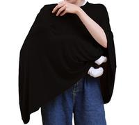 Seejoy Nursing Cover for Breastfeeding, 360°Full Coverage Nursing Poncho, Rayon Soft & Breathable Breastfeeding Cover up (Smooth Rayon, Black)