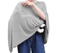 Seejoy Nursing Cover for Breastfeeding, 360°Full Coverage Nursing Poncho, Rayon Soft & Breathable Breastfeeding Cover up (Smooth Rayon, Knit Grey)