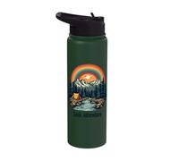 S dventure Mountain Camping River Scene Stainless Steel Insulated Water Bottle
